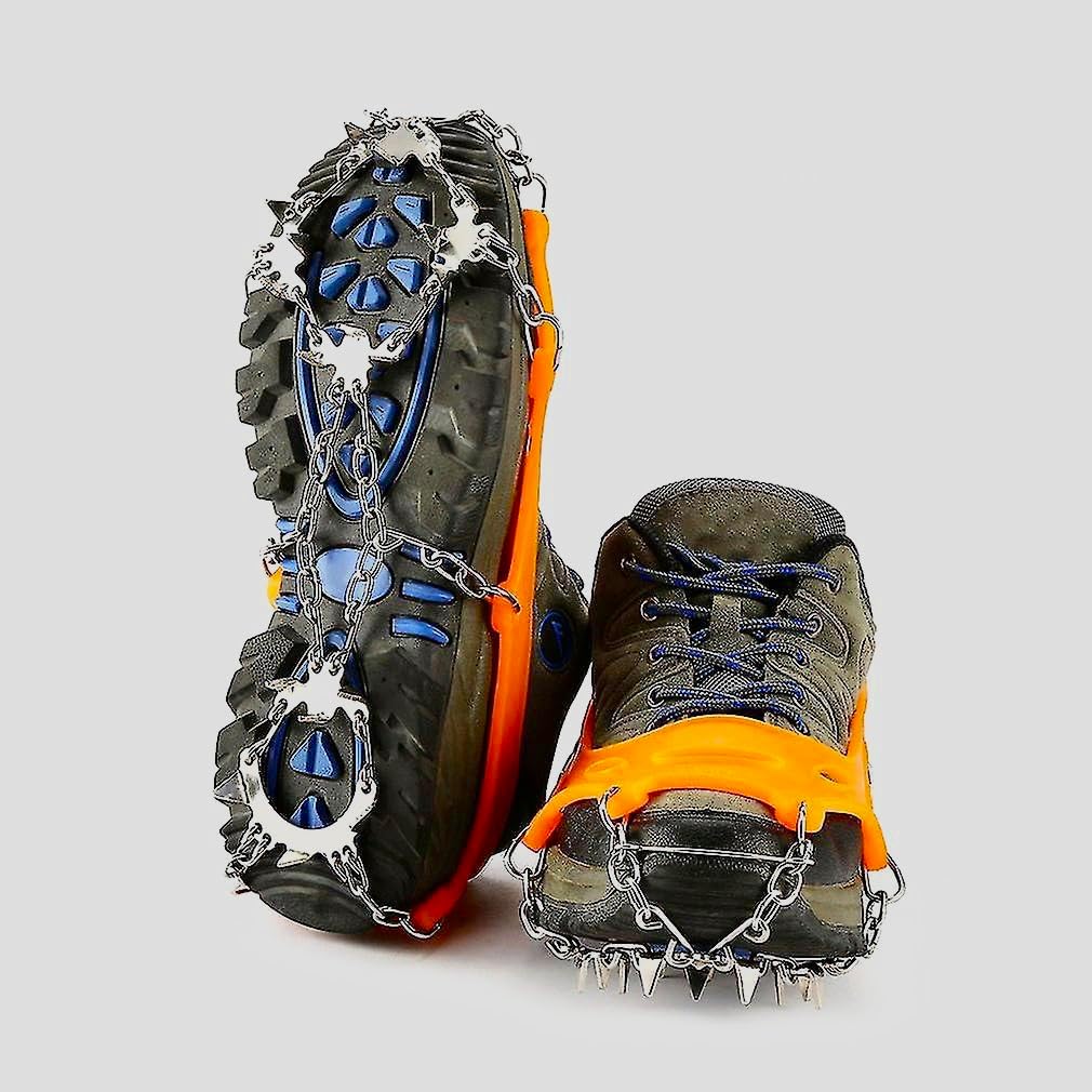 Semi Large Ice Cleats, Crampons for Hiking Boots and Snow Shoes Spikes Climbing Grippers for Traction with Chains for Men Women