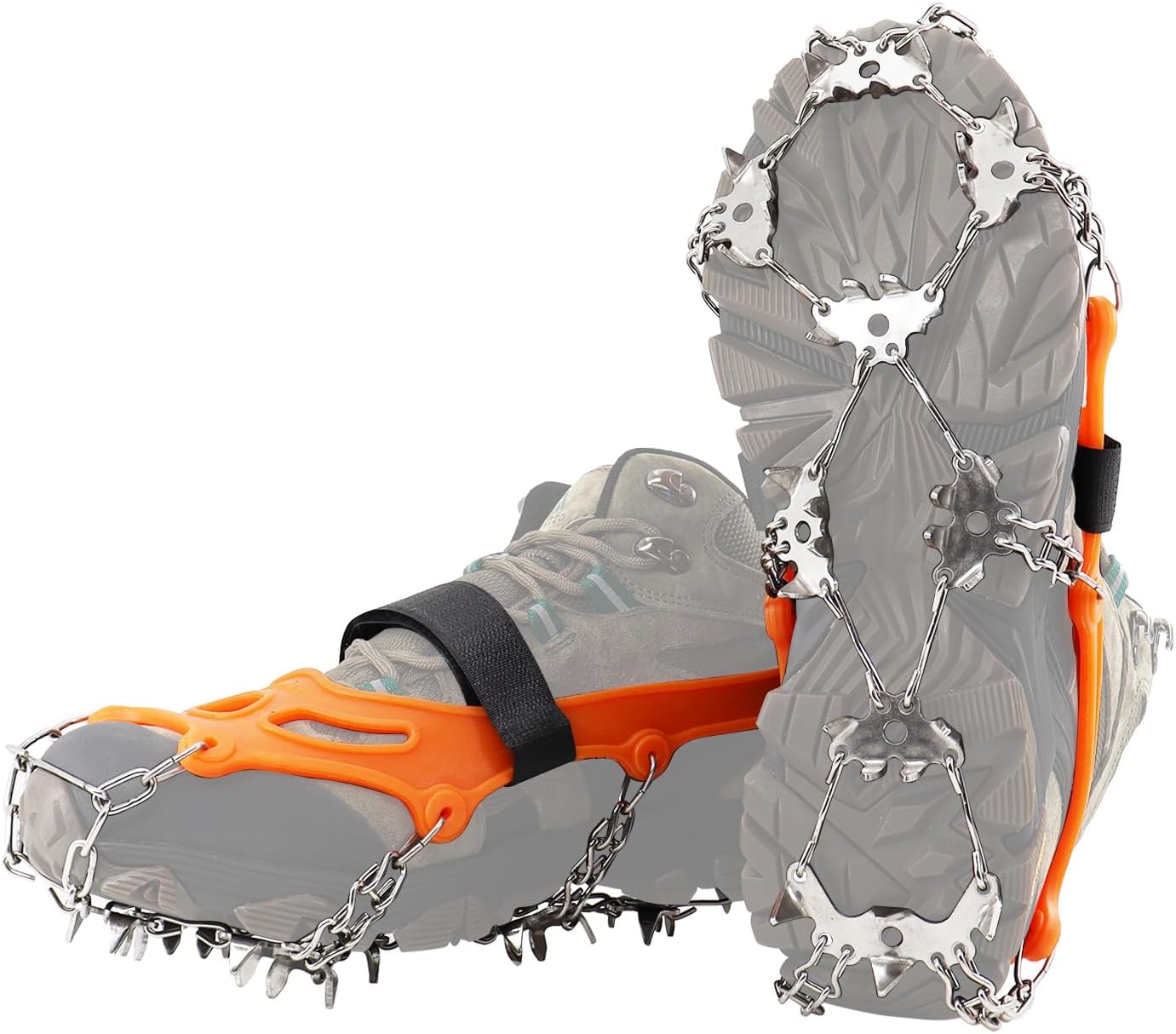 32-Spike Hiking Boots & Shoes Traction Cleats Ice Snow Grips Stainless Steel Anti Slip for Winter Outdoor Activities