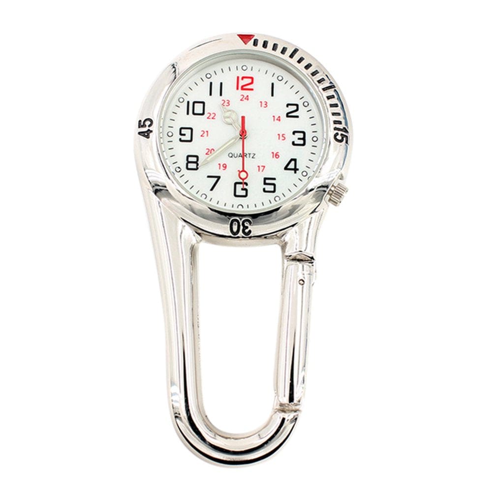 Carabiner Fluorescent Dial Safety Buckle Rock Climbing Backpack Buckle Belt Clip-On Quartz Watch Night Light Alloy Unisex Fob Watch Ideal for Doctors Nurses Rock Climbing