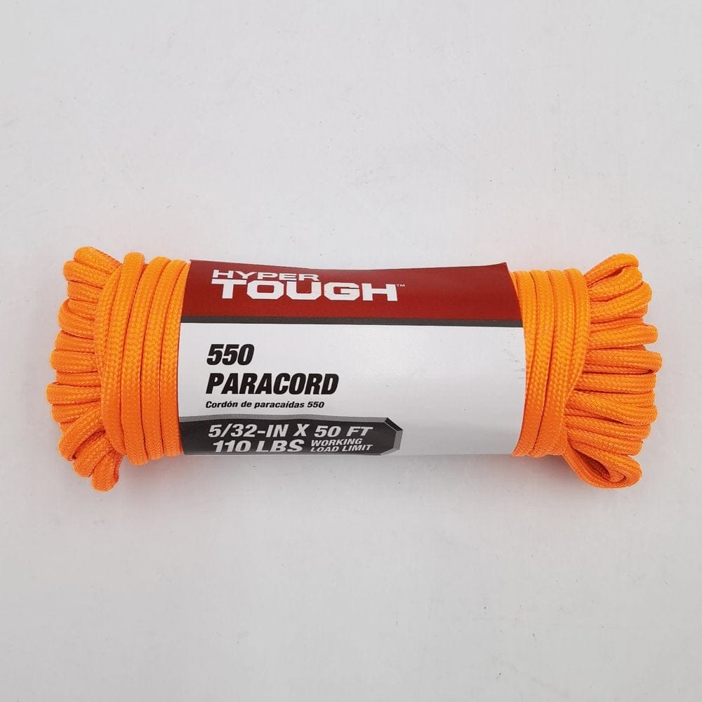 Hyper Tough 550 Utility Paracord Rope, Orange, 5/32 Inch X 50 Feet