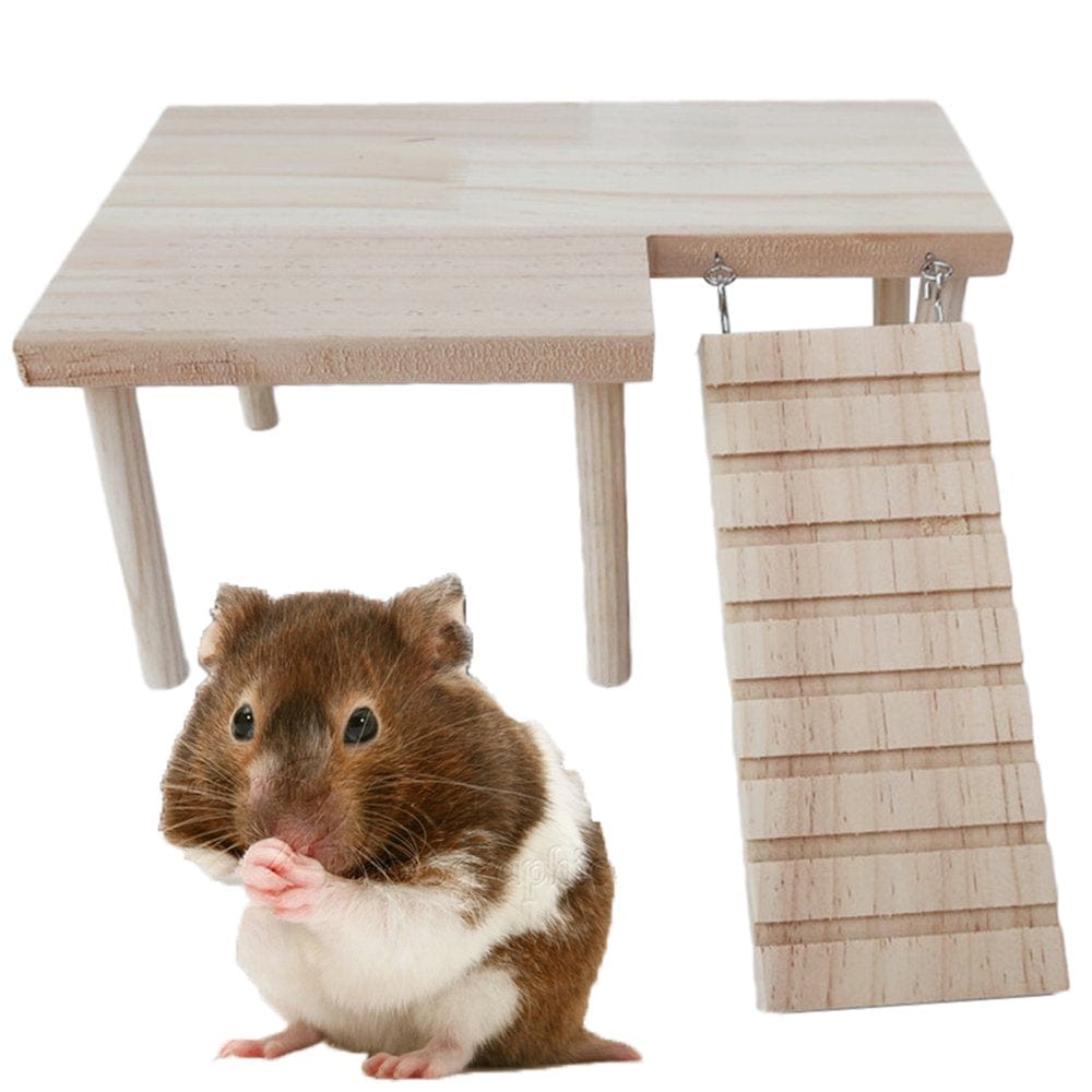 Meidiya Hamster Climbing Toys Wooden Hamster Stand Platform with Pillars Rodent Ladder Rat Climbing Chew Toys Cage Accessories for Small Pets Chinchilla Hamsters Gerbils Guinea Pig