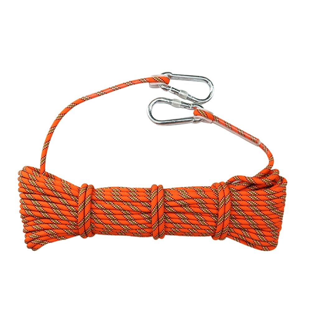 NUOLUX 10M 8Mm Thickness Tree Climbing Safety Sling Rappelling Rope Auxiliary Cord Equipment for Outdoor (Orange)