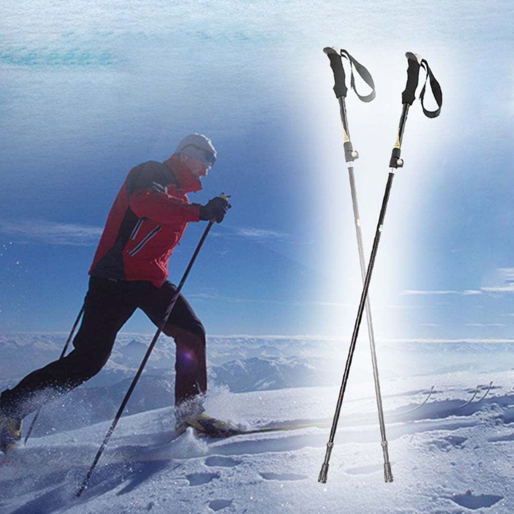 Outdoor Winter Handle Ski Poles 5 Knots Aluminum Folding Mountaineering Crutch Climbing Climbing Goods Accessories