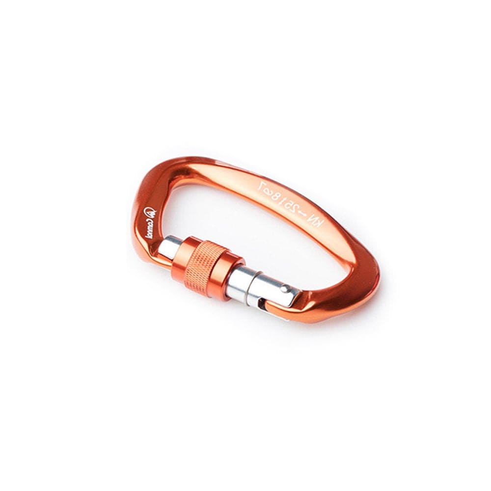 Unbranded Safety Carabiner Sturdy Climbing Equipment Locking Accessories D-Shaped Outdoor Sport Tool Protective Buckle for Body Protecting Orange