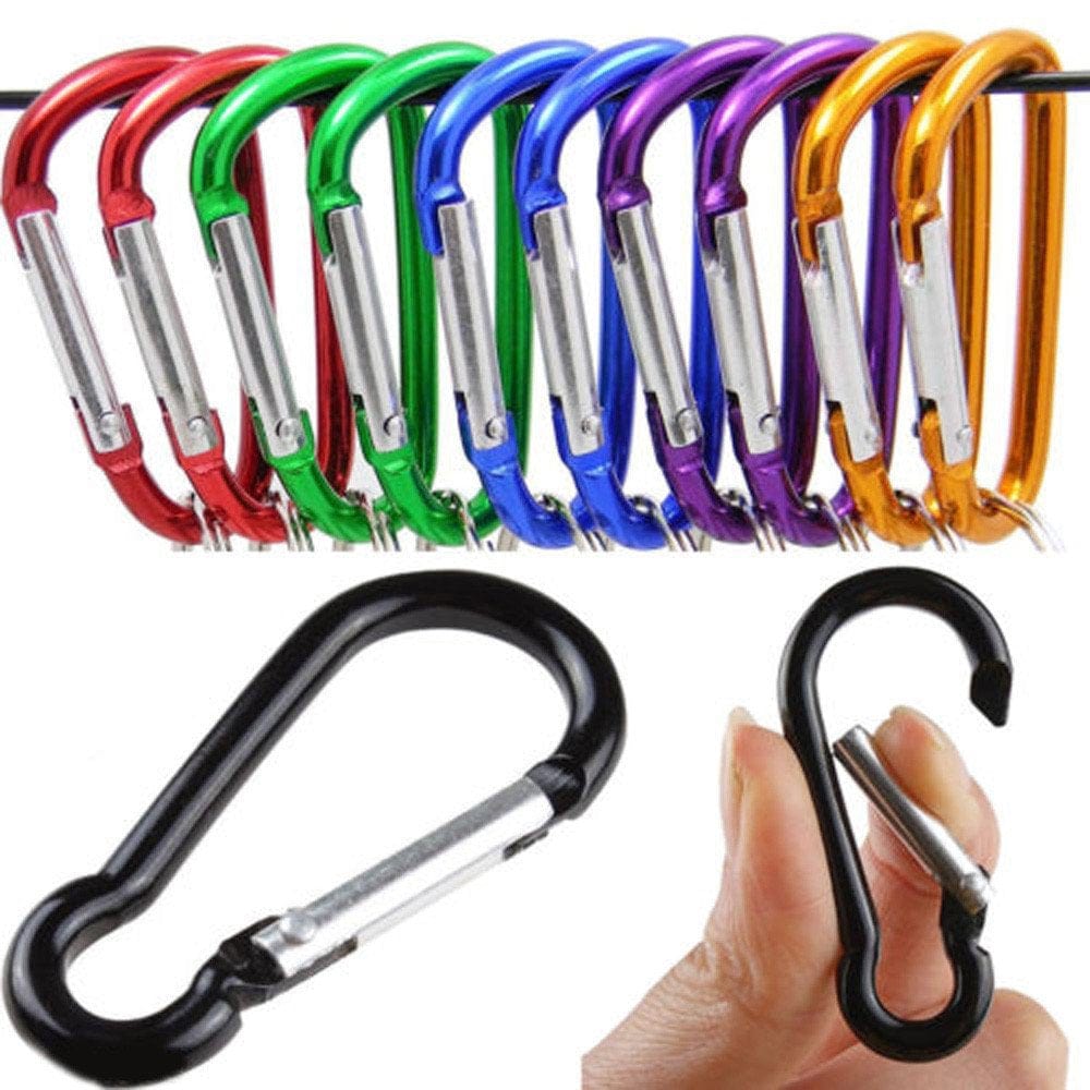 10Pcs Mountaineering Carabiner Rope Clip Hook Keys Chain Rock Aluminium Alloy Safety Buckle Climbing Hooks Tool