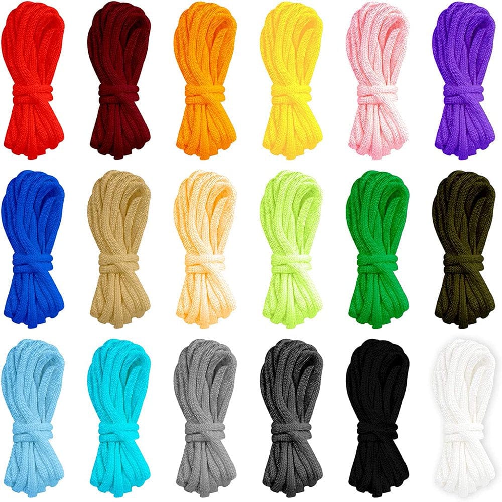 18Pcs Parachute Rope Bracelet Rope, 10Ft Parachute Rope Outdoor Life Rope Set DIY Hand Woven Outdoor Activities Parachute Rope Making Life Rope Climbing (18 Colors)