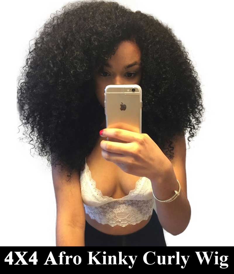 Afro Kinky Curly Lace Closure Human Hair Wigs