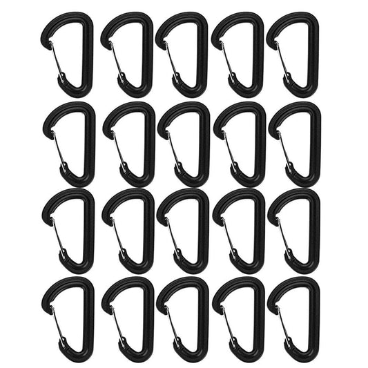 20Pcs Plastic Carabiner Climbing Hiking Locking Buckle Key Ring Outdoor Sports Accessory