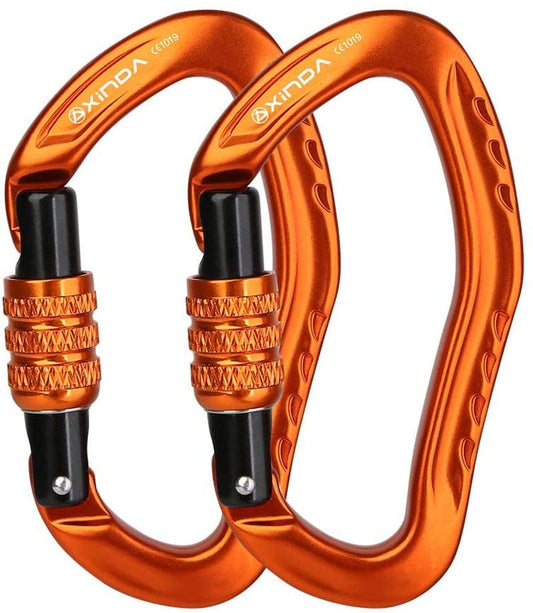 22KN Screwgate Climbing Carabiner Clip, Heavy Duty Offset D-Ring Locking Carabiner Large, CE UIAA Certified Carabiner Hooks for Climbing Hammock