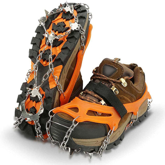 24 Spikes Snow Grippers Ice Cleats for Boots and Shoes,Ice Snow Walk Traction for Men and Women, anti Slip 24 Teeth Stainless Steel Spikes,Safe Protect Crampons for Jogging Climbing Trekking Hiking,Xl
