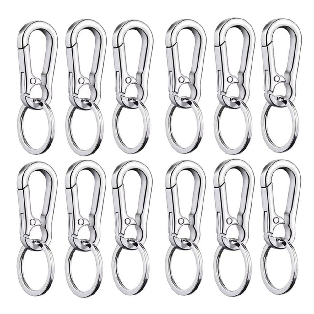 Happon 2 Pcs Silver Metal Carabiner Clip Keyring Keychain Chain Holder Organizer for Car Keys Finder