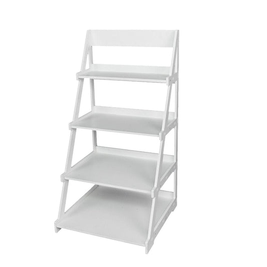 4 Tier Ladder Bookcase Book Storage Shelves Magazines Display Standing Shelving Living Room Furniture Bookshelf