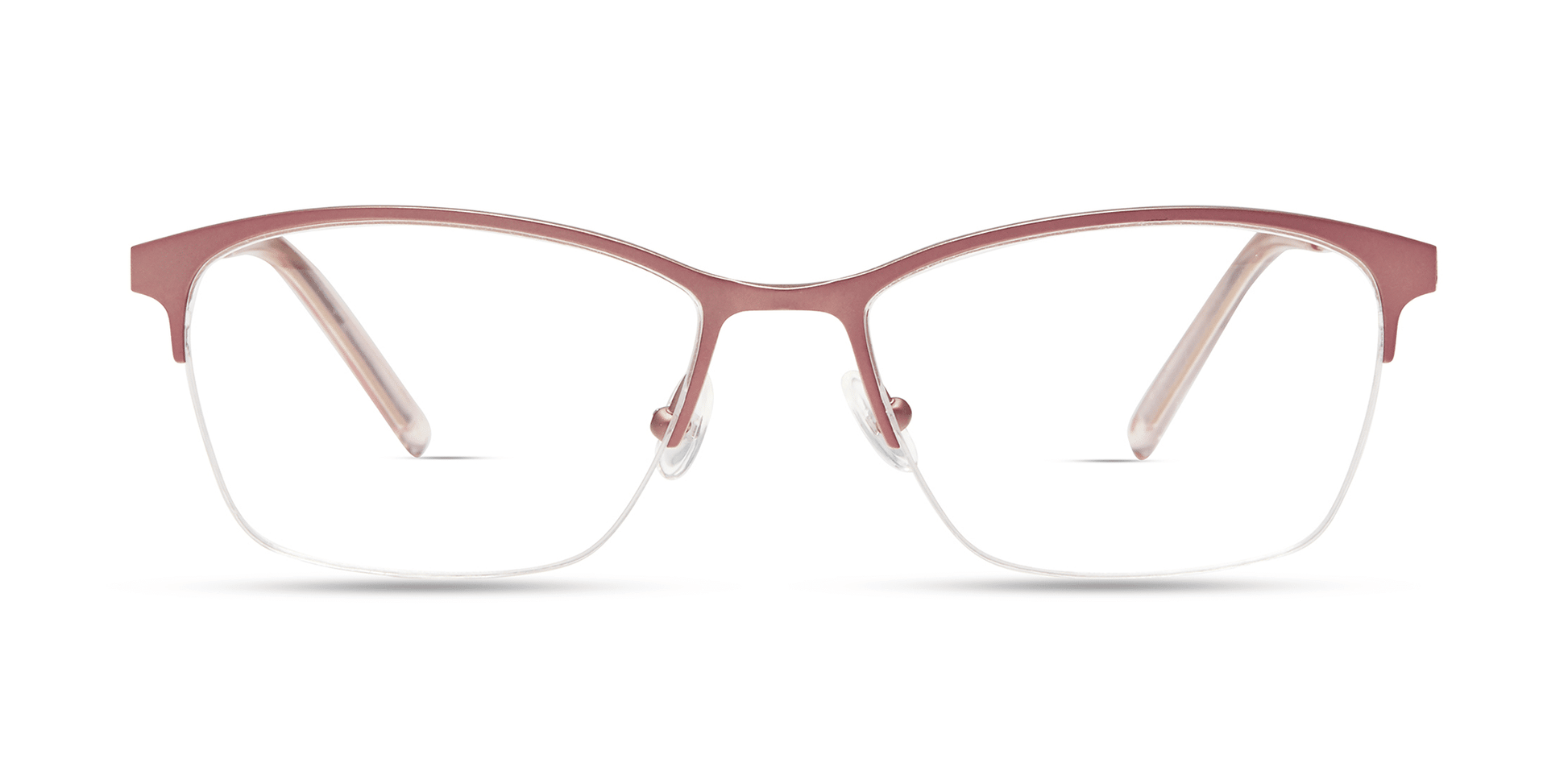 modo 4239 optical prescription eyewear glasses titanium made in japan female women ladies semi rimless titanium strong strength durable long lasting upswept rectangle matte pink