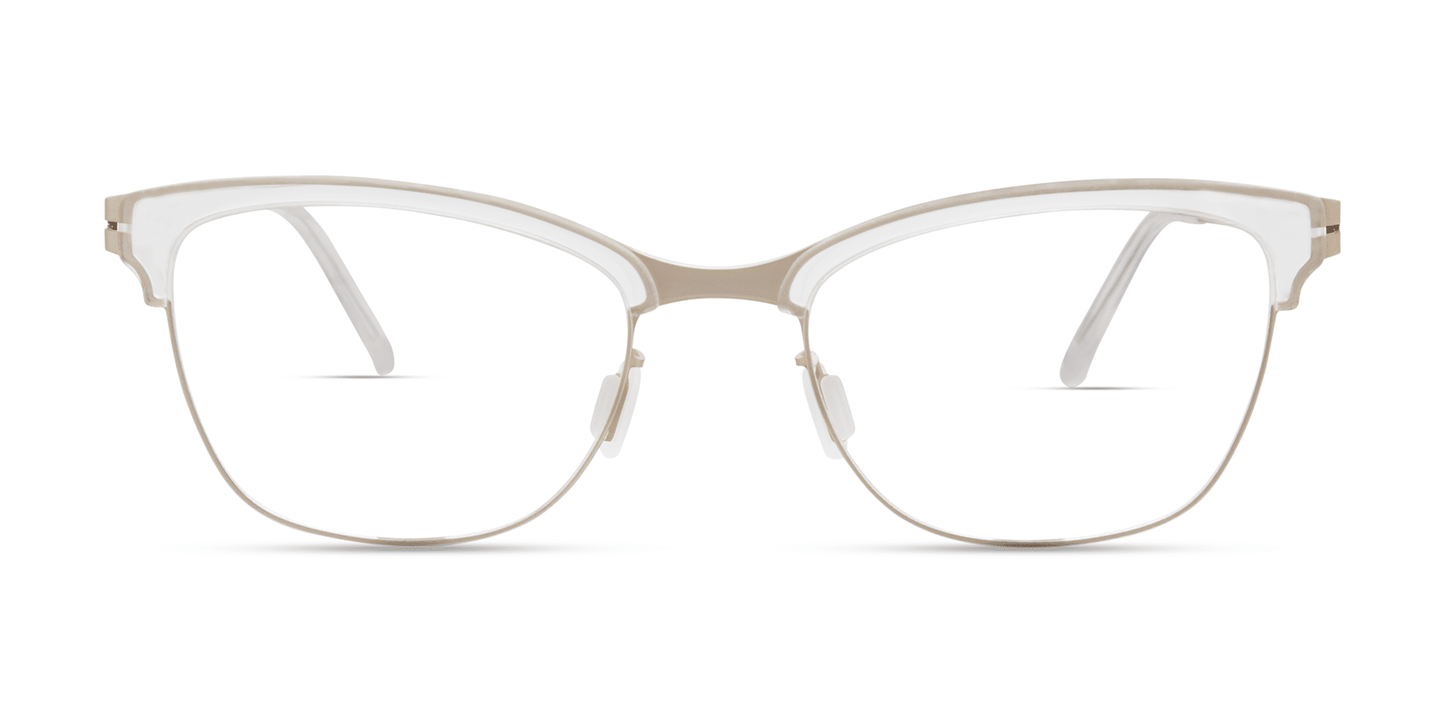 modo 4515 prescription optical eyewear glasses made in japan titanium acetate plastic lightweight durable strong flexible comfortable modern contemporary casual clean sleek thin semi rimless half rim crystal gold front