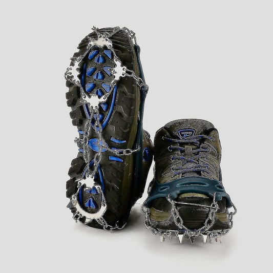 Semi Large Ice Cleats, Crampons for Hiking Boots and Snow Shoes Spikes Climbing Grippers for Traction with Chains for Men Women