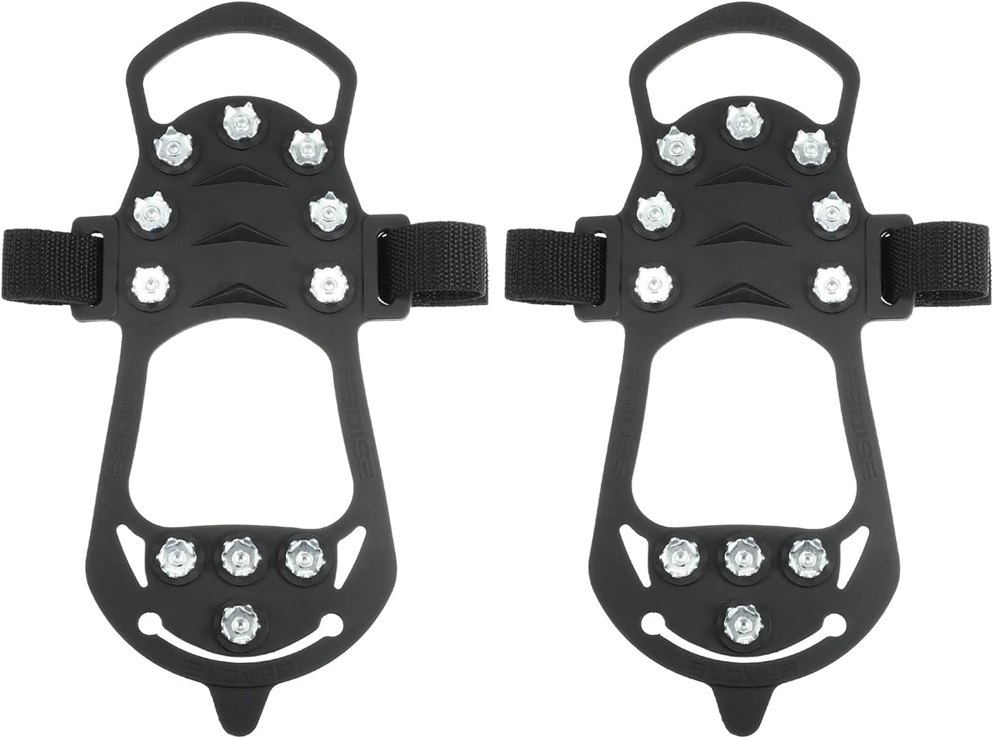 VOCOSTE Pair Crampons, Ice Cleats Shoes Spikes Grips Traction for Ice Snow Winter Hiking Climbing Ice Fishing, Black