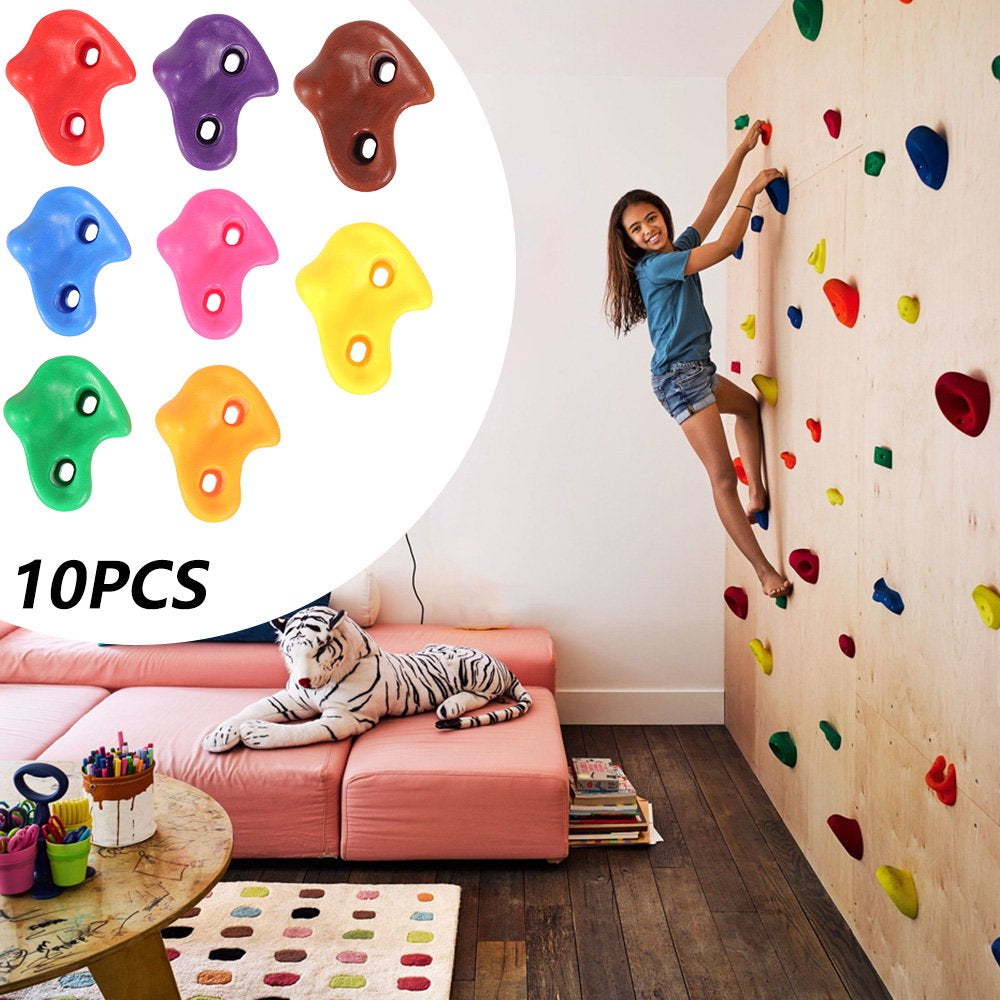 Fyeme Textured Resin Rock Wall Rock Climbing Wall Stone, 10Pcs Rock Climbing Holds Textured Climbing Rocks Wall Stones Kids Assorted Kit for Indoor Outdoor Climbing Wall?With Screw Accessories?