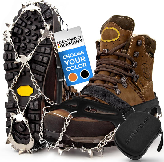 Premium crampons for Mountain Boots with 19 Stainless Steel Spikes - Professional Anti-Slip Boot Spikes for Snow & ice - Winter Spikes for Hiking Boot Shoes Ice