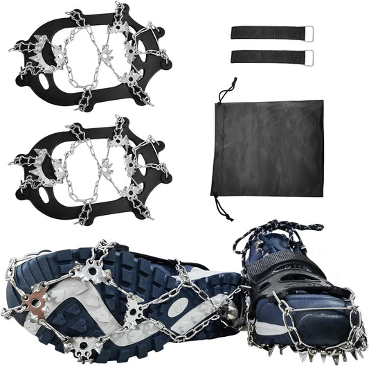 crampons, Stainless Steel ice Traction splints for Snow Boots and Shoes, Muddy Roads, Hiking, Non-Slip Shoe Spikes 23 Tooth Stainless Steel XL 1 Pair…