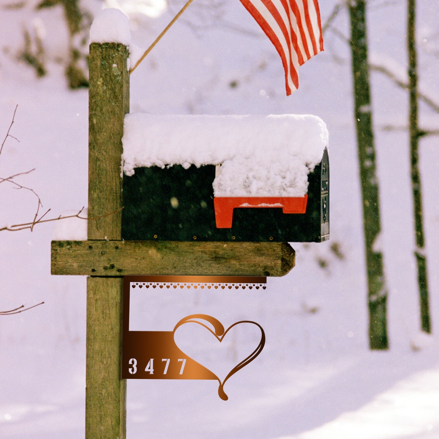 Hearts Address Mailbox Sign