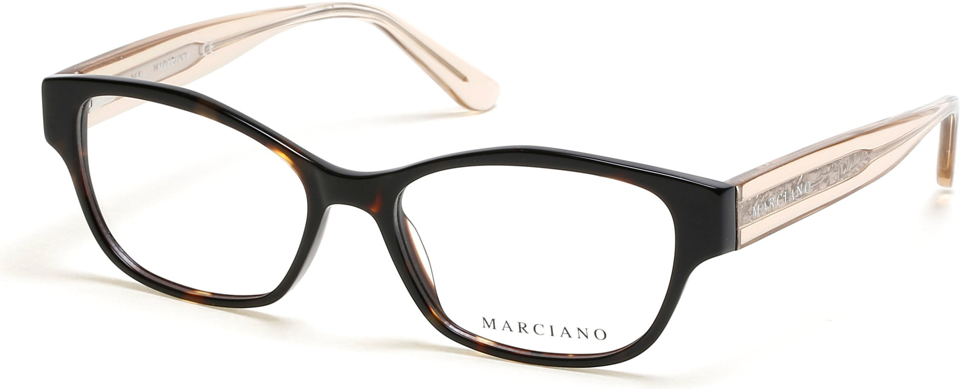 guess by marciano gm0340 plastic acetate optical prescription eyewear glasses female ladies women classic traditional soft upswept rectangular shape 052 brown havana bold bold