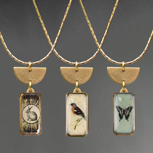 Half Moon Brass Necklace - Butterfly