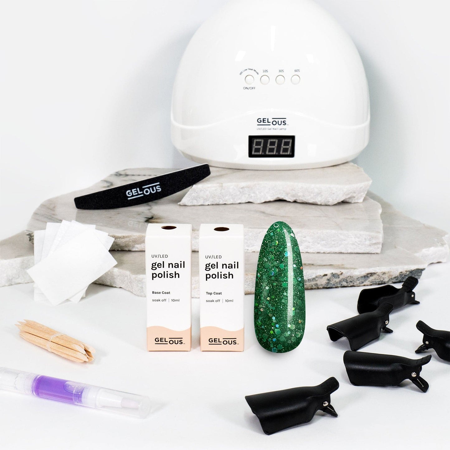 Gelous gel nail polish Green Tinsel Starter Pack - photographed in New Zealand