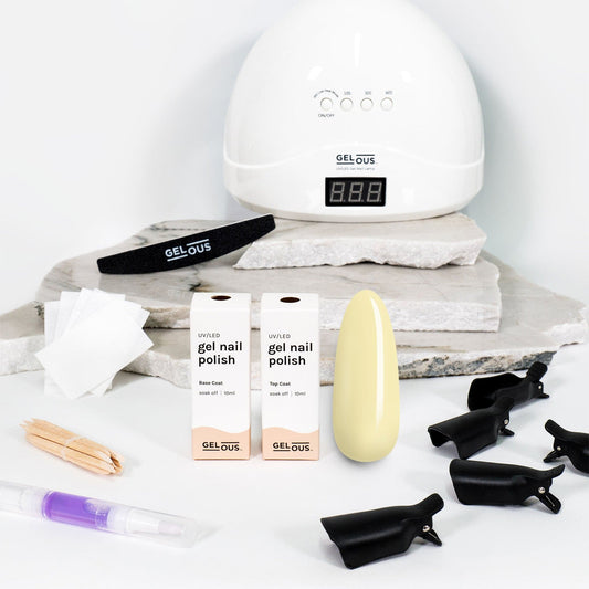 Gelous gel nail polish Lemon Sorbet Starter Pack - photographed in New Zealand