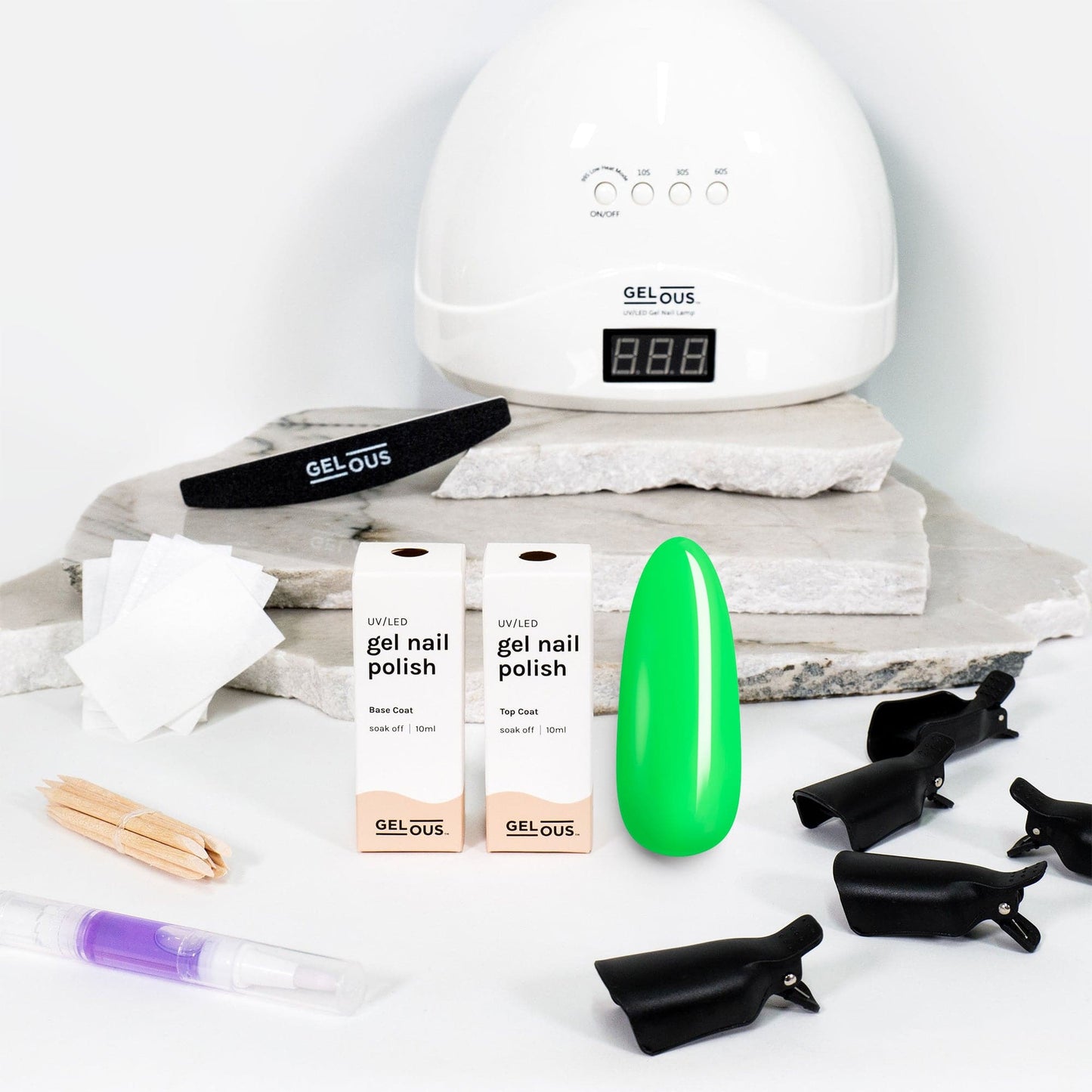 Gelous gel nail polish Neon Green Starter Pack - photographed in New Zealand