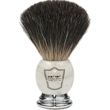 Parker Black Badger Bristle Shaving Brush Marble Ivory w/Free Stand