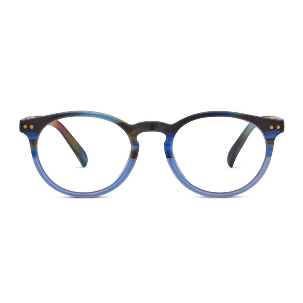 Peepers Readers Rumor frame in MultiHorn/Blue front view