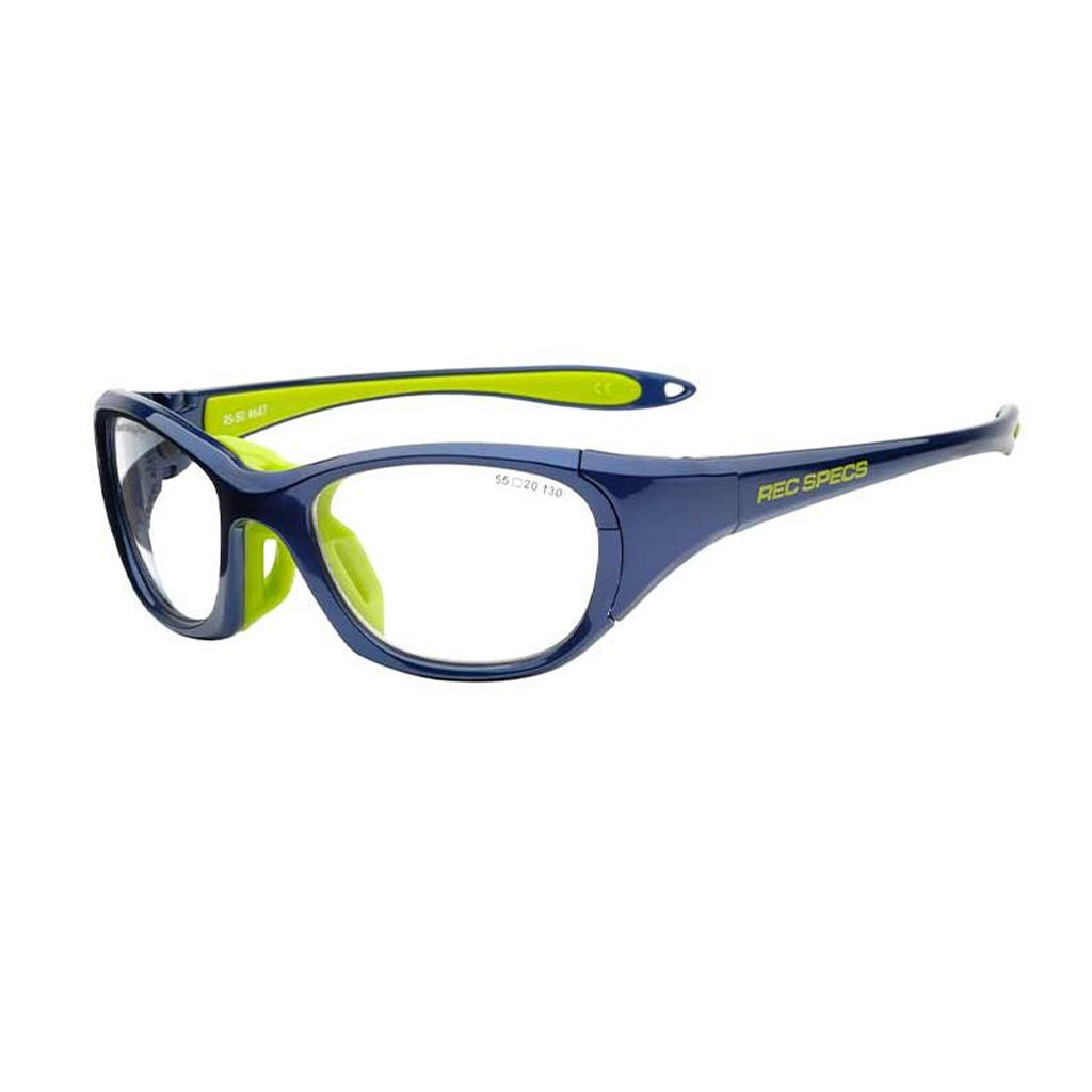 Liberty Sport Rec Specs Impact RS-50 in Shiny Navy/Green angled view