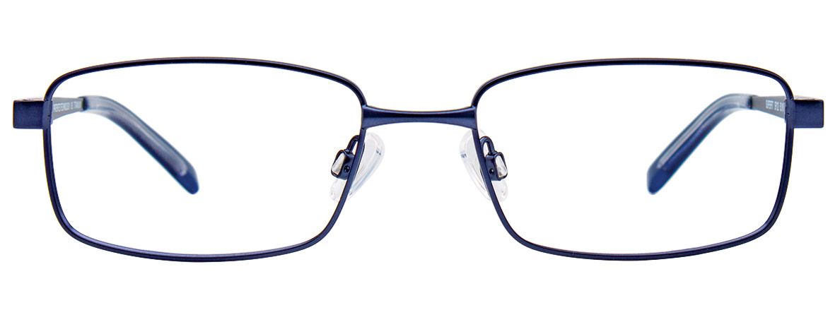 aspex eyewear easyclip superfit sf122 rectangular shape timeless classic business casual everyday wear titanium metal lightweight comfortable men male shiny blue front