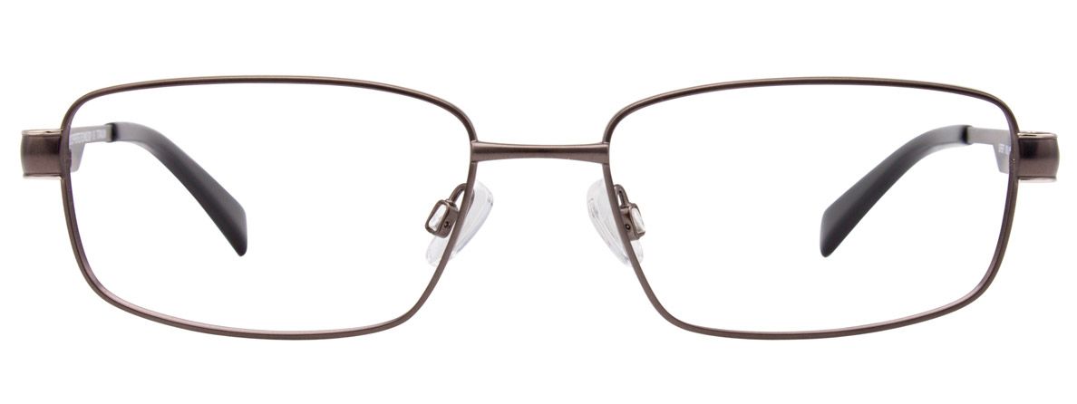 aspex eyewear easyclip superfit sf124 rectangular thin eyewire bold temples men male business casual timeless comfortable matte gunmetal grey front