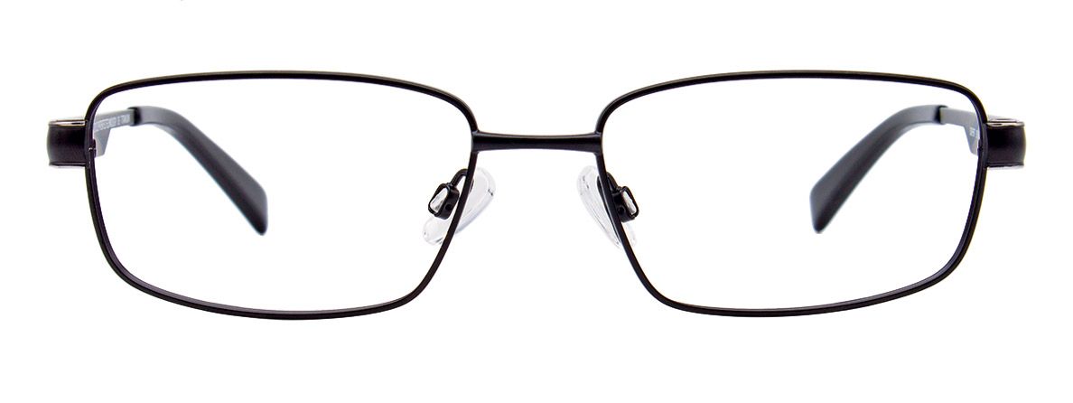 aspex eyewear easyclip superfit sf124 rectangular thin eyewire bold temples men male business casual timeless comfortable matte black front