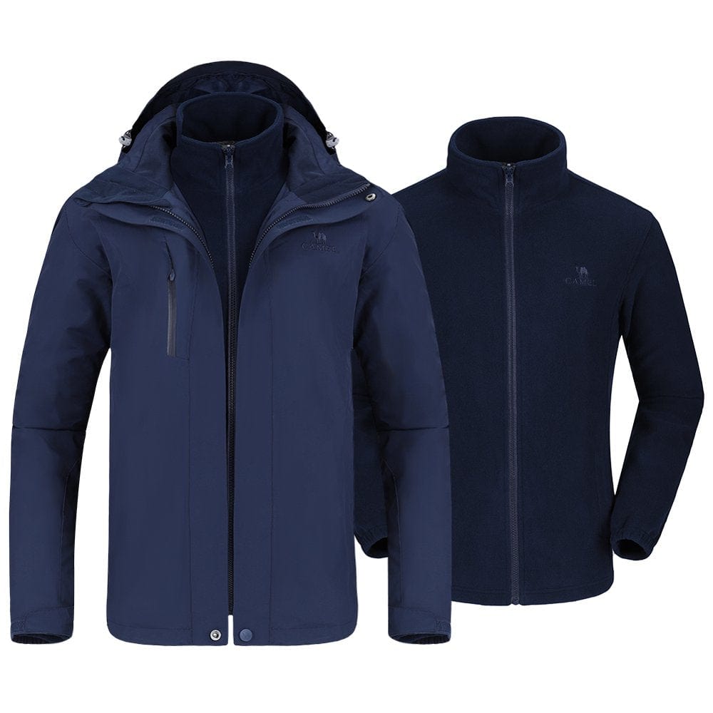 CAMEL CROWN Men’S Ski Jacket with Inner Fleece 3 in 1 Waterproof Winter Jacket