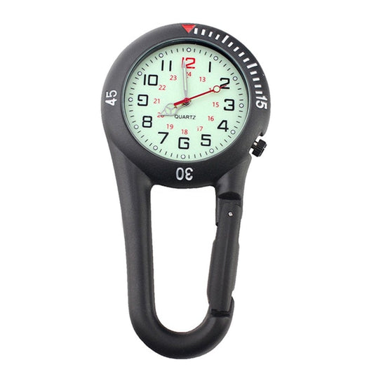 Carabiner Fluorescent Dial Safety Buckle Rock Climbing Backpack Buckle Belt Clip-On Quartz Watch Night Light Alloy Unisex Fob Watch Ideal for Doctors Nurses Rock Climbing