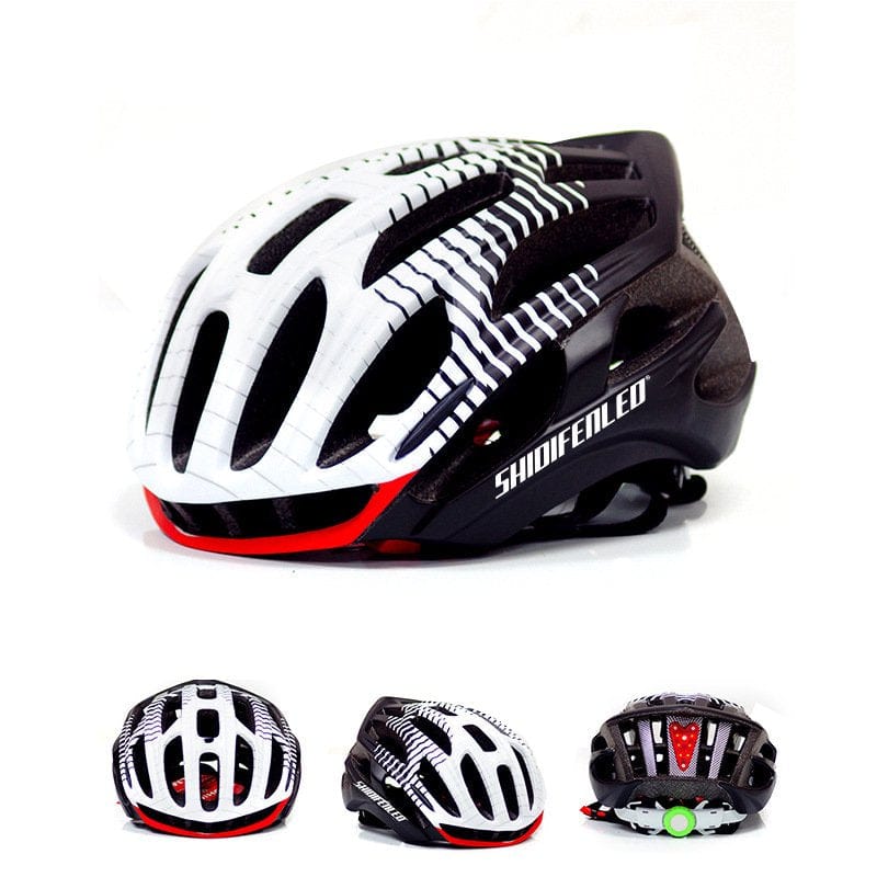 Carolilly Adult Bike Helmet with Light, Lightweight Adjustable Road Mountain Bicycle Helmet for Men and Women