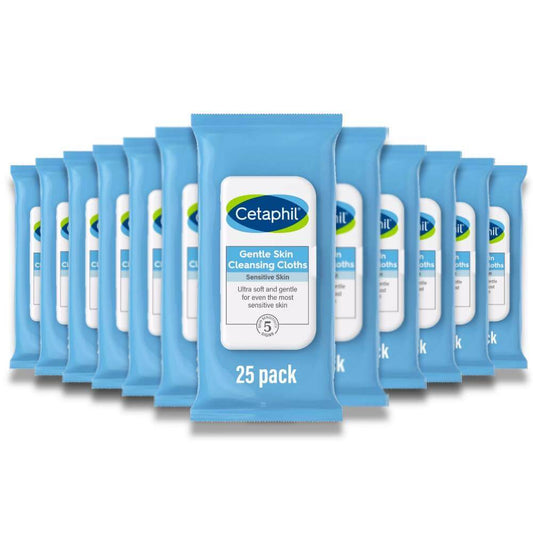 Cetaphil -  Gentle Skin Cleansing Cloths Face and Body Wipes - 25 Ct - 12 Pack