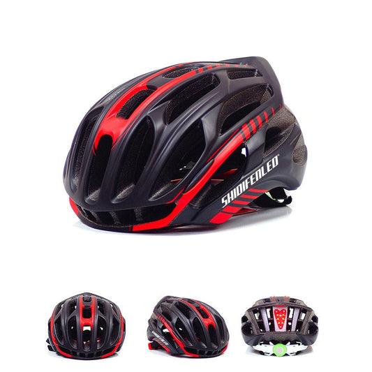 Carolilly Adult Bike Helmet with Light, Lightweight Adjustable Road Mountain Bicycle Helmet for Men and Women