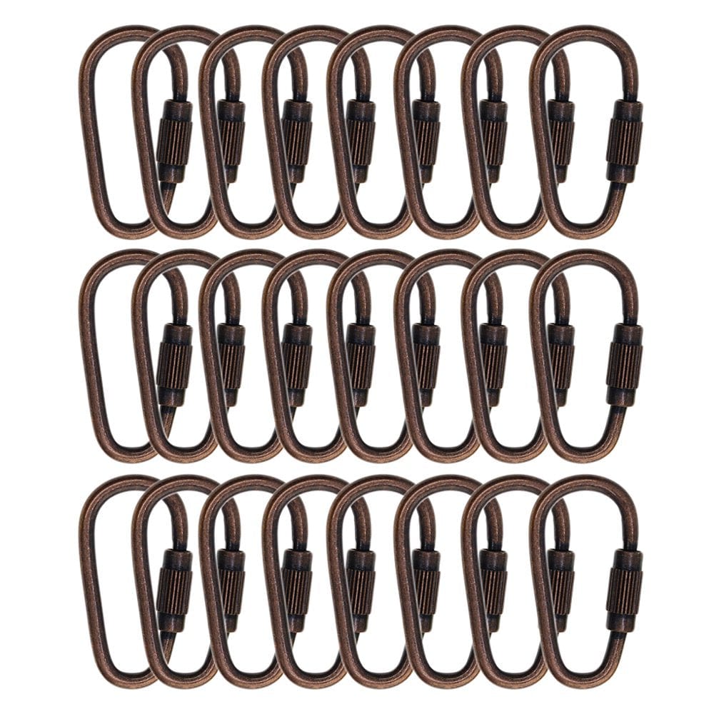 Dido Pack of 24 D Ring Locking Carabiner Keychain Mini Hooks Spring Lock Climbing Carabiners Clips Holder Gifts for Traveling Copper