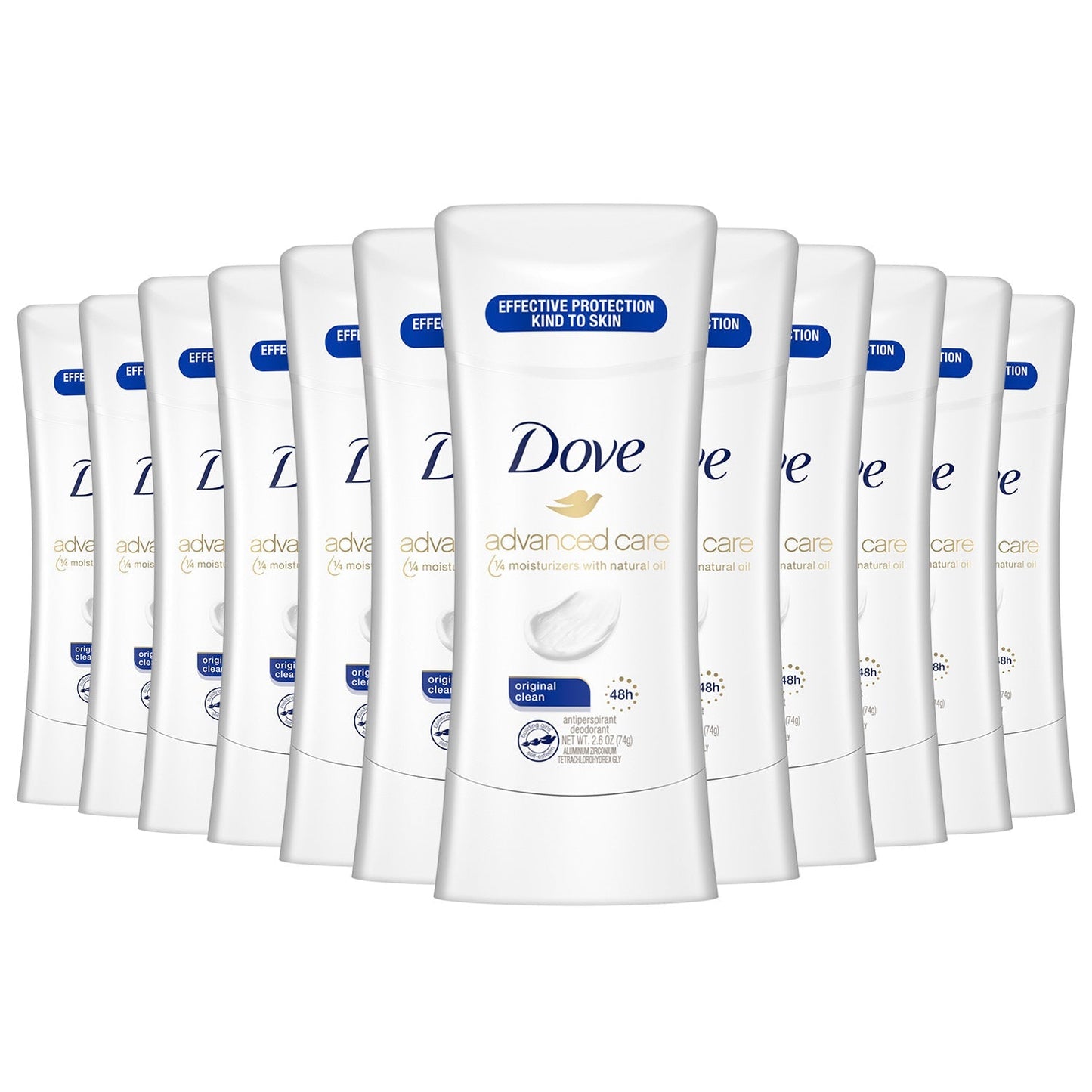 Dove Advanced Care Antiperspirant Deodorant Stick for Women Original Clean 2.6 Oz - 12 Pack