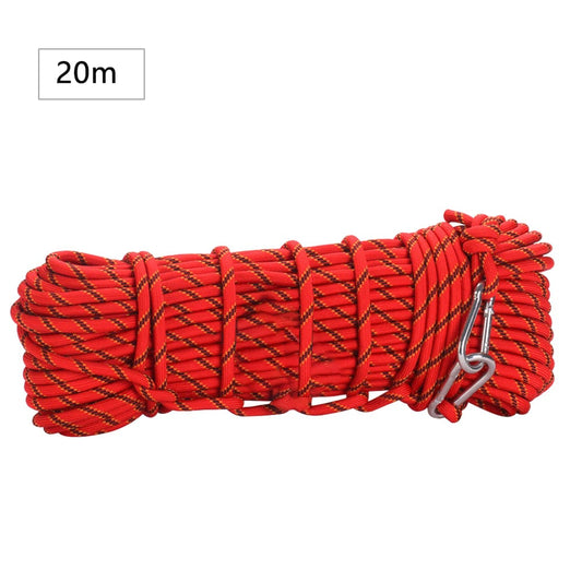 DTOWER Climbing Rope Rugged Outdoor Hiking Climbing Rope Safety Static Rock Climbing Rope Wear-Resistant Escape Rope Red 20M