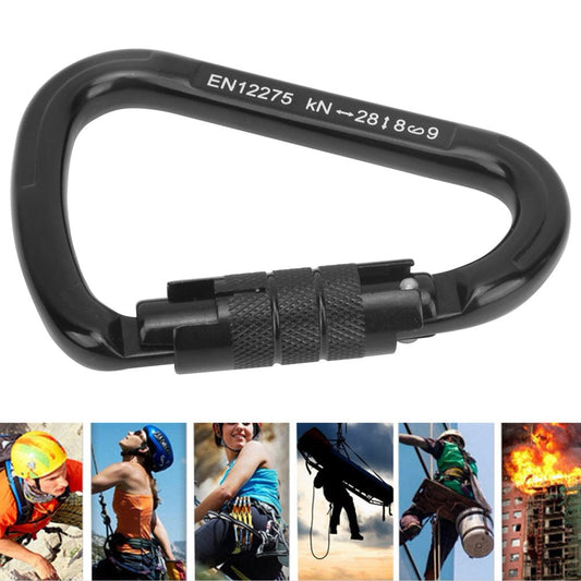 Fyydes Outdoor Carabiner,28Kn Buckle Carabiner,Buckle Carabiner Outdoor Rock Climbing Safety 28KN Connector Lock Accessory Black