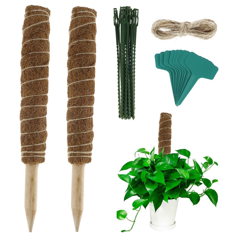 Gotydi 2Pcs Moss Pole, 30/40CM Coco Coir Plant Sticks with Plant Ties and Labels, Plant Support Extension Accessories for Climbing Plants & Indoor Plants