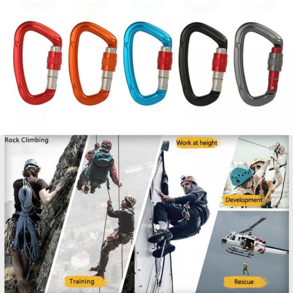Heavy Duty Climbing Carabiners, 25KN Auto Locking Rock Climbing Carabiners Clips for Hammocks, Swing, Locking Dog Leash and Harness, Camping, Hiking & Utility