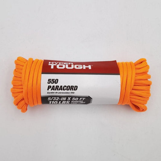 Hyper Tough 550 Utility Paracord Rope, Orange, 5/32 Inch X 50 Feet