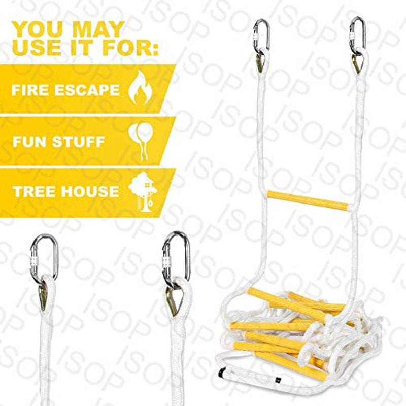 ISOP Outdoor Accessories - Climbing Rope Ladder for Kids 6Ft | Tree Ladder Play Equipment | Slackline with Carabiners| Swing Rope Ladder| Kids Climbing Toys for Swing Yard 2 M