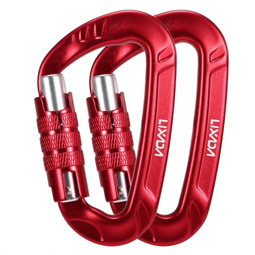 Lixada 2Pcs 12KN Carabiner Clips D-Ring Locking Key for Camping Climbing Hiking