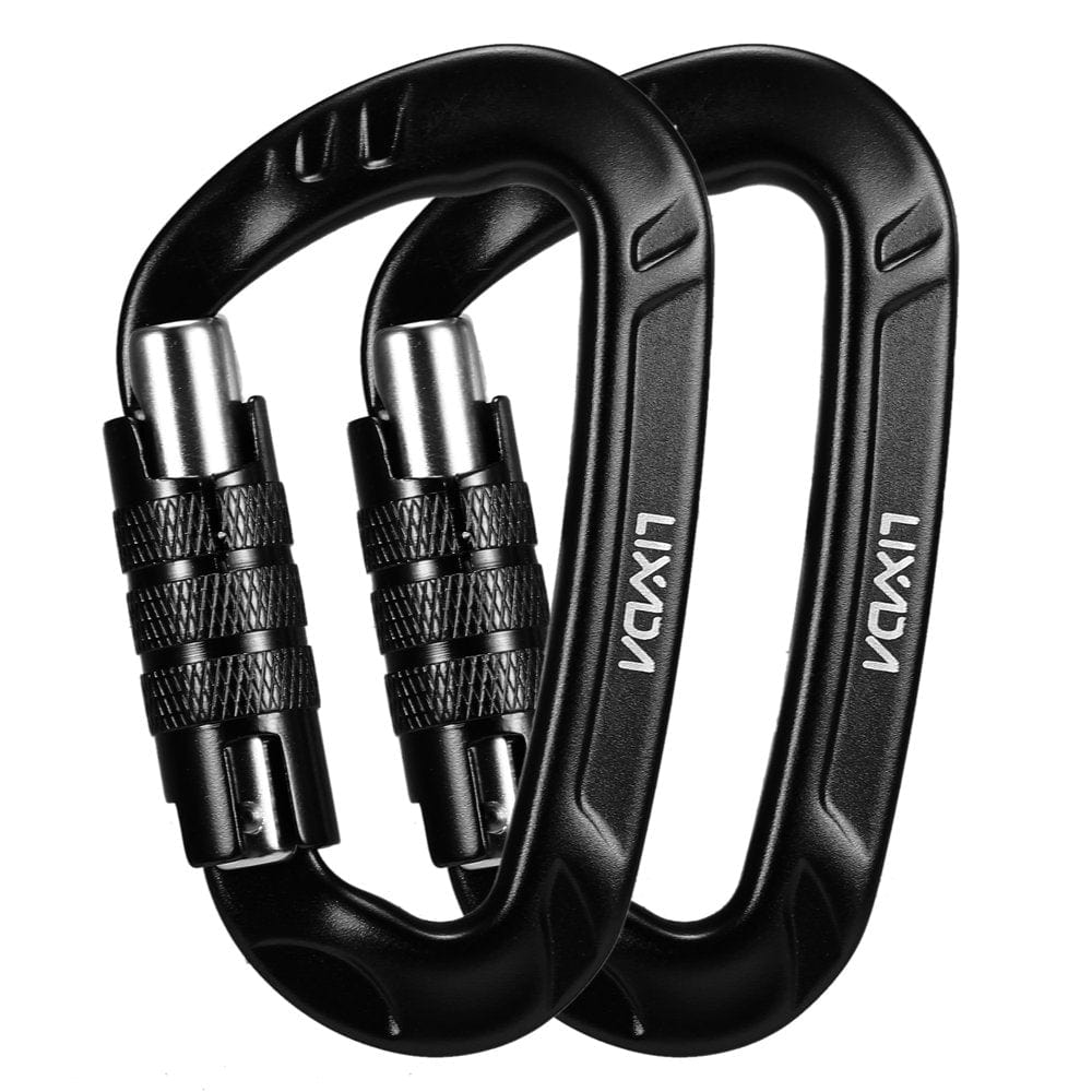 Lixada 2Pcs 12KN Carabiner Clips D-Ring Locking Key for Camping Climbing Hiking